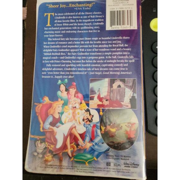 Cinderella (VHS Tape, 1995, Walt Disney Home Entertainment) - Picture 2 of 2